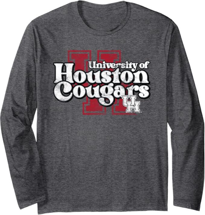 Houston Cougars Apparel Vintage Distressed Logo Neutral Long Sleeve T-Shirt, 2XL