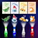 Gocozer Valentines Day Gifts for Kids, 28 Pack LED Finger Lights with Cute Valentines Cards for Kids Classroom, Finger Flashlights Light Up Toys for Kids Bulk Preschool Valentines Gifts
