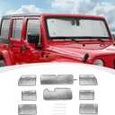 RAZPOY JK Windshield Sunshade, 8PCS Side Window Sun Shade Compatible with 2007-2017 Jeep Wrangler JK 4-Door