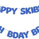 2 x Epakh Pre Strung Happy Skibidi 13th Bday Bruh Glitter Banner Dark Blue 13th Birthday Party Decorations Funny Birthday Sign Party Favors Supplies