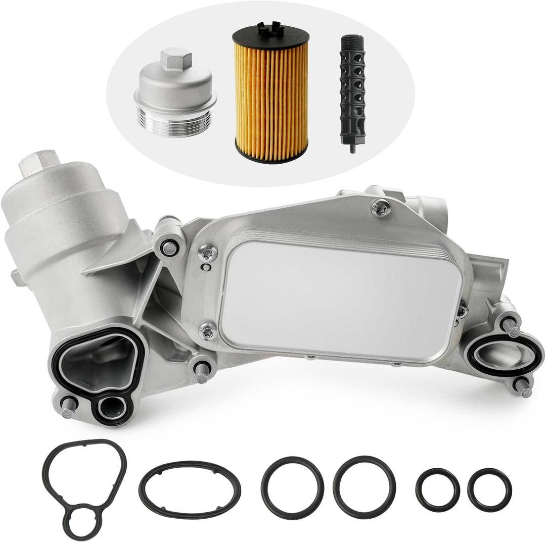 Engine Oil Cooler Filter Housing Assembly Adapter Aluminum Cap , Insert, Cap Compatible with 2008-2019 Chevy Cruze Sonic Malibu Aveo,Saturn Astra 1.6L 1.8L Replace# 25199751 918-432