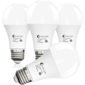 evelor 4-Packs A19 LED Light Bulbs,100 Watt Equivalent 5000K Daylight Bright Bulbs Efficient 13W,1500 Lumens E26 Base, Non-Dimmable, 15000-Hour Lifespan for Bedroom, Living Room, Office