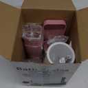 Pink Bathroom Accessories Set, 9PCS Pink Bathroom Accessory Sets Complete with Trash Can, Tray,Soap Dispenser,Soap Dish,Toothbrush Holder,Cup,Toilet Brush and Qtip Holders for Housewarming