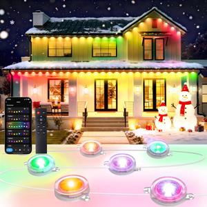 Pak Permanent Outdoor Lights, 50FT Smart RGB+IC LED Lights for House - IP67 Waterproof Eave Lights for Halloween, Christmas & Parties - DIY Multiple Scene Modes, Works with Alexa & Google Assistant