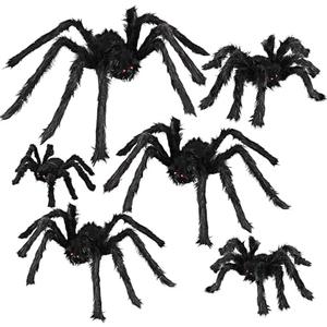 Dreampark Halloween Spider Decorations, 5 Pcs Realistic Hairy Spiders Set, Scary Spider Props for Indoor, Outdoor and Yard Creepy Decor (5 Different Sizes)
