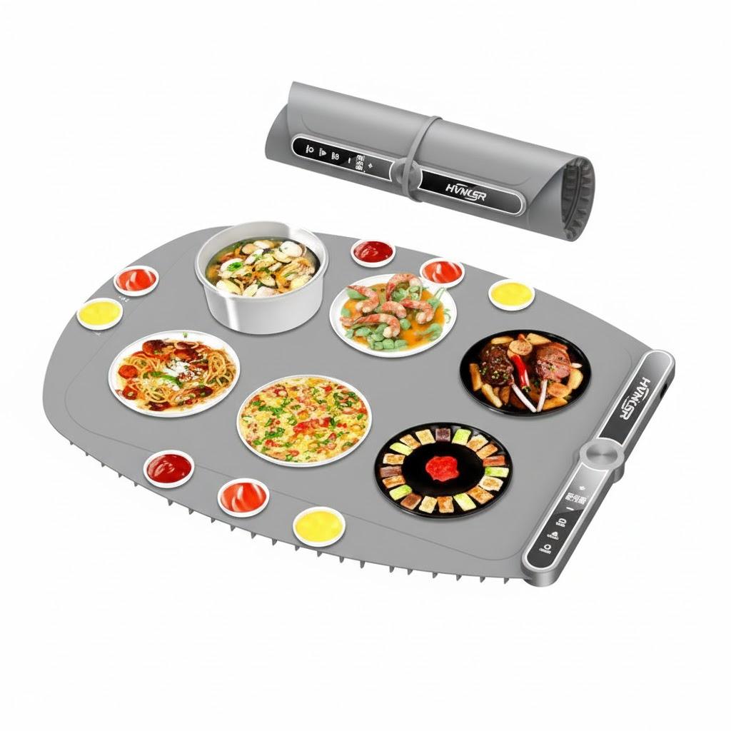 Extra Large Food Warming Mat - Fast Heating Silicone Electric Warming Tray with 9 Level Temperature, 6-Hour Timer, Child Lock & Anti-Scald Design | Portable Food Warmer for Parties Home Travel Gray