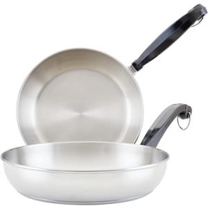 Farberware Classic Stainless Steel Frying Pan Set / Fry Pan Set / Stainless Steel Skillet Set - 8.25 Inch and 10 Inch, Silver