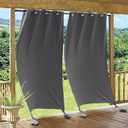 RYB HOME Outdoor Curtains Windproof - Waterproof Blackout Curtain with Weight Bag, Privacy Insulated Drapes for Patio Screen Porch Pergola Terrace Gazebo Area, W 52" x L 90", 2 Pcs, Grey