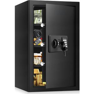 5.2 Cub Large Home Safes Fireproof Waterproof, Anti-theft Fire Safe with Programmable Keypad, Spare Keys and 3 Removable Shelves, Digital Home Security Safe Box for Home Document Money Valuables