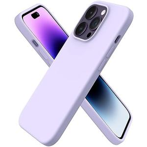 ORNARTO Compatible with iPhone 14 Pro Case 6.1, Slim Liquid Silicone 3 Layers Full Covered Soft Gel Rubber Phone Case Protective Cover with Microfiber Lining 6.1 inch-Pastel Lilac
