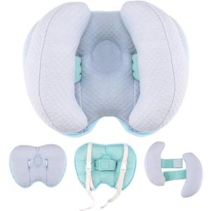 KAKIBLIN 2 in 1 Baby Head Pillow with Banana Neck Pillow for 3 Months to 1 Years Baby Travel Pillow for Stroller or Bed (Blue)