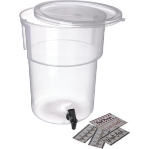 Carlisle FoodService Products Round Beverage Dispenser Drink Dispenser with Spigot for Catering, Plastic, 5 Gallons, Clear