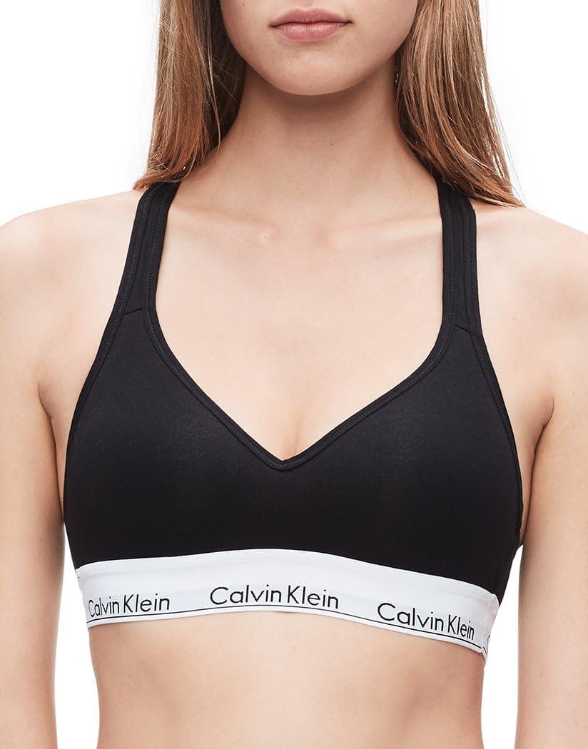 Calvin Klein Women's Modern Cotton Lightly Lined Bralette Non-Wired and Non paded , Black, X-Small