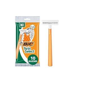 BIC Twin Select Disposable Razors; 2 Blades For a Smooth and Comfortable Shave; Sensitive Skin; Green Handle; 10 Piece Razor Set