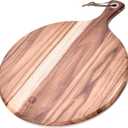 BILL.F Pizza Peel,14" L x 14" W Acacia Wood Cutting Board, with 5" Handle, 19" Overall Length