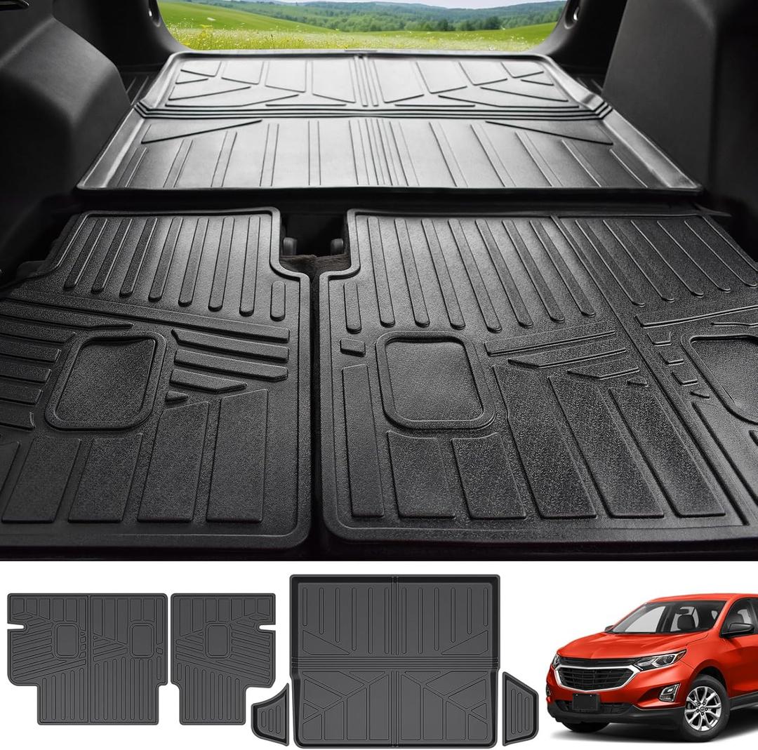 Cargo Liner Fit for 2018-2024 Chevrolet Equinox&GMC Terrain Cargo Mat Trunk Mat TPE Trunk Liner All Weather Back Seat Protector for 2024 Chevy Equinox/GMC Terrain(Cargo Mat+Backrest Mat, NO EV)