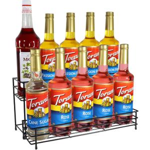 Coffee Syrup Organizer Rack, 2 Tier Coffee Syrup Stand Holder for Coffee Bar, 10 Bottles Wine Bottle Holder, Coffee Station Organizer Storage Shelf for Cocktail, Dressing, Coffee Bar Accessories