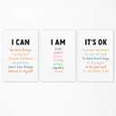 I Can Do Hard Things Canvas Poster, Set of 3 I Am Smart I Am Brave Inspirational Wall Art, Positive Affirmations Art for Kids, It's Ok To Do Daily Affirmations for Nursery Classroom 24x36in Unframed