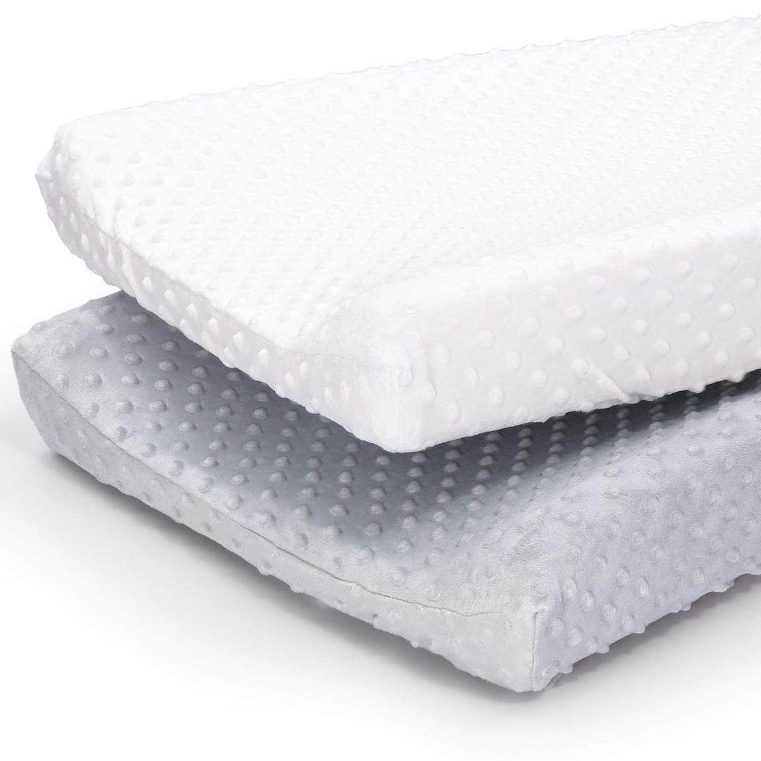 The Peanutshell Baby Girl or Boy Changing Pad Covers Set of 2 - Ultra Soft, Plush Baby Cover - Fits Standard Changing Table Pads, Durable, Machine Washable Sheets - Grey & White Minky The Peanutshell Baby Girl or Boy Changing Pad Covers Set of 2 - Ultra Soft, Plush Baby Cover - Fits Standard Changing Table Pads, Durable, Machine Washable Sheets - Grey & White Minky