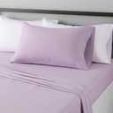 Amazon Basics Lightweight Super Soft Easy Care Wrinkle-Free Breathable Brushed Microfiber 3 Piece Bed Sheet Set with 14-Inch Deep Pockets, Twin, Frosted Lavender, Solid
