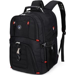SHRRADOO Extra Large 50L Travel Laptop Backpack with combination lock, College High School Backpack Airline Approved Business Work Bag Fits 17 Inch Computer for Men Women (Black)