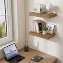 Dreamland 20Inch Walnut Floating Shelves 6.7" Deep Wall Mounted Set of 2