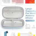 Asthma Inhaler Portable Case for Adults, Kids & Seniors - Multi-Zone Lining for Inhaler/Spacer/Emergency Meds, Waterproof PU & Travel-Ready with Mesh Pocket, Blue (Only Case)