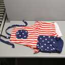 Kids 4th of July Outfit Boy American Flag Overall Girl Stretch Denim Jumpsuit USA Shorts Jumpsuit (Medium, Mom Striped Red)