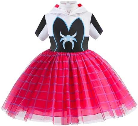 GELVSI Girls Princess Hooded Tutu Dress, Christmas Gift Dress Up Costume, Holiday Halloween Party Outfit Toy for Kids S