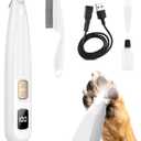 Dog Paw Trimmer with LED Light, 35dB Low Noise Precision Pet Paw Trimmer for Dogs Cats Grooming Clippers, 2 Speed Safety Electric Paw Hair Trimmer for Paws, Ears, Rump, Face, Eyes (White)