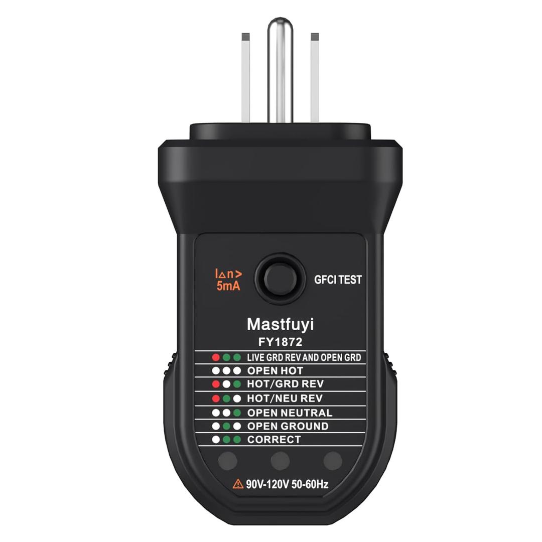 Outlet Tester, Receptacle Tester for Standard 3-Wire 120V Electrical Receptacles, Socket Tester for GFCI/Standard North American AC Electrical Outlets, Detects Common Wiring Problems