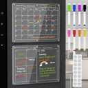 Magnetic Acrylic Calendar for Fridge,2 Pack 11"x15" Clear Fridge Calendar Dry Erase Magnetic Planning Boards Set for Refrigerator with 8 Colorful Highlight Markers