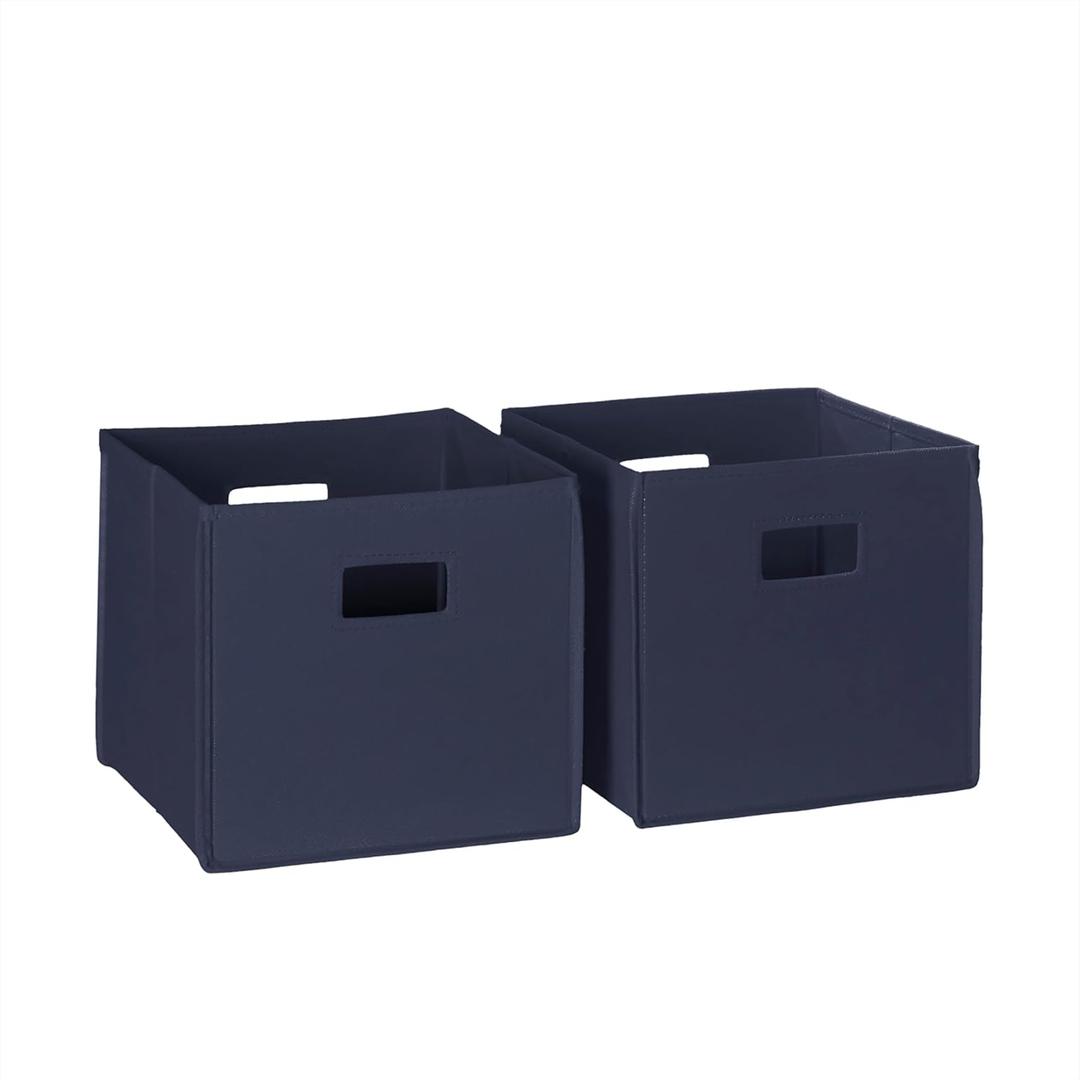 RiverRidge Folding Storage Bins with Handles Navy Cube Storage Organizer for Closet, Bedroom & Playroom - Closet Organizers Set of 2