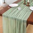 LuluXenia 6 Pack Sage Green Cheesecloth Table Runner Fall Thanksgiving 120 Inch Rustic Boho Cheese Cloth 10FT Farmhouse Gauze Table Runner for Wedding Decor Baby Shower Holiday Party Home Decorations