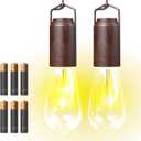 2 Pack Battery Operated Hanging Tent Light Bulb, Portable Outdoor Vintage LED Camping Light, Hurricane Pendant Emergency Lighting Lantern for Hiking Backpacking Fishing Outage Power Failure