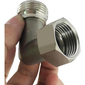Beduan Stainless Steel Garden Hose Elbow 90 Dedgree Water Hose Connector Right Angle 3/4 GHT Male to Female Adapter for RV Camper Outdoor Faucets