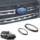 Front Rear Emblems Ring Trim for S-ubaru Outback 2021-2024 2025 Accessories, ABS Front Grille Logo Trim Back Badge Decoration Cover Trim 2Pcs (Matte Black)
