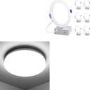 LeproLE Bundle - 8.7 inch Flush Mount LED Ceiling Light for Bathroom 5000K 1500LM + 6 Pack 6 Inch LED Recessed Ceiling Light with Junction Box, 5000K Daylight 1050LM