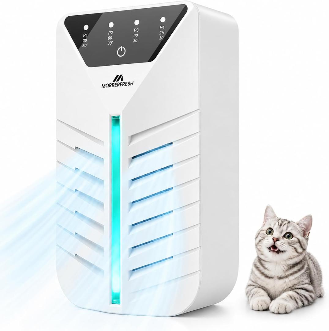 Cat Litter Deodorizer with Activated Charcoal, Air Ionizers for Home, HEPA Plug In Negative Ion Generator for Small Spaces, Bathroom, Office, Pet Odor Eliminator for Smoke, Dust and Pet Odors