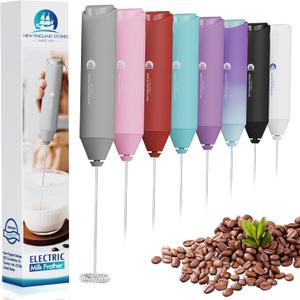 Powerful Milk Frother Handheld Foam Maker, Mini Whisk Drink Mixer for Coffee, Cappuccino, Latte, Matcha, Hot Chocolate, No Stand, Grey