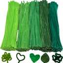 500 Pcs Green Series Pipe Cleaner Craft Set in 5 Assorted Colors,Fluffy Pipe Cleaners Chenille Stems for Christmas DIY Decorations,Art Projects