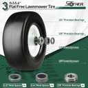 2Pcs 9x3.50-4 "Flat Free Tire, Lawn Mower Tire, with 3.5" Centered Hub, 3/4& 5/8 Bearings, 2/5"& 1/5" Metal Spacers, 3.5"-4"-4.5"-5" Centered Hub, Smooth Tread Tire for Zero Turn Mowers