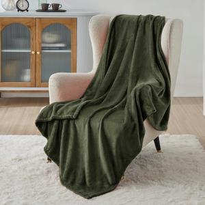 Bedsure Fleece Throw XL Blanket Olive Green - 300GSM Soft Lightweight Plush Cozy Blankets for Bed, Sofa, Couch, Travel, Camping, 50x70 inches