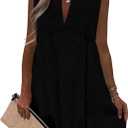 Wenrine Womens Summer Eyelet Dress Lace Sleeveless V Neck Mini Sundress Babydoll Hollow Out Swing Casual Beach Dresses Large
