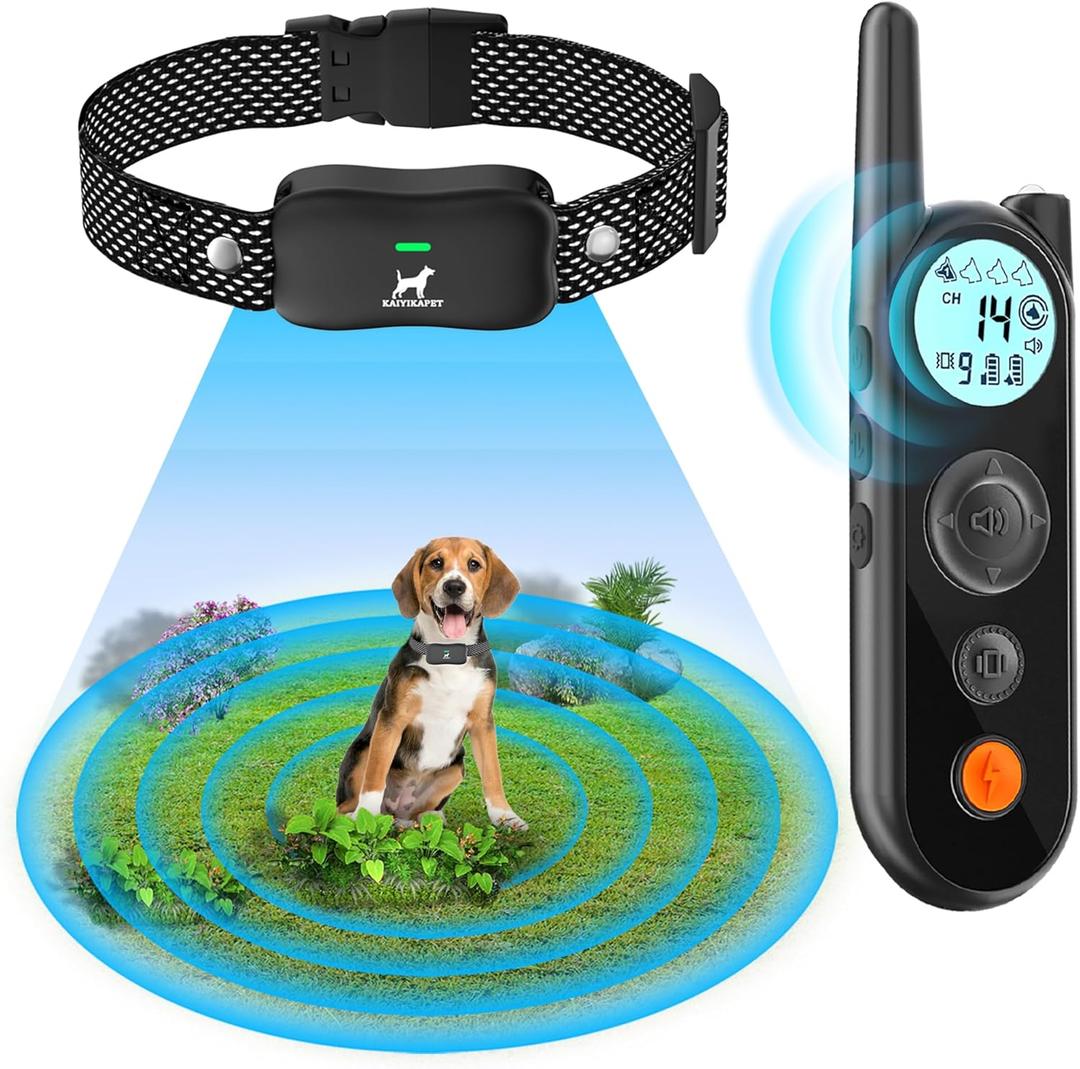 Wireless Dog Fence System - 25FT to 3500FT, Electric Fence for Dogs, Dog Shock Collar with Remote, 3 Safe Training Modes (Beep,Vibration, Shock), 185 Days Standby Time, LED Light, Waterproof