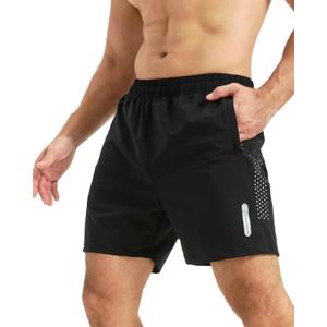 Men's Athletic Shorts Quick Dry Workout Shorts 7"/ 5"/ 9" Lightweight Hiking Linerless (XX-Large, Black)