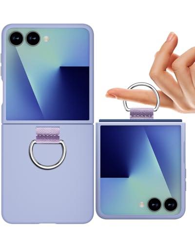AICase for Samsung Galaxy Z Flip 7 Case with Ring, Protective Slim Thin Women Girl Cute Phone Case for Samsung Galaxy Z Flip 7 5g, Light Blue