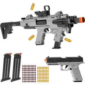 Soft Bullet Toy Gun Blaster, Realistic Toy Dart Hand Gun Soft Bullet Pistol Foam Shell ejecting Blasters, with 2 Clips & 80 Foam Bullets, Gifts for Boys Girls Adults Age 8+