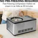 Whynter Ice Cream Maker Machine Automatic 2.1 Qt. with Built-In Compressor, LCD Digital Display & Timer, No Pre-Freezing, ICM-200LS, Stainless Steel
