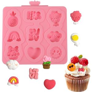 2 x 1 Pcs Mini Rainbow Bouquet Cake Decoration Silicone Mold, Cloud Lollipop Chocolate Fondant Mold, For Birthday Theme Party Dessert Decoration Candy Biscuit Chewing Gum Making Resin Pendant Clay